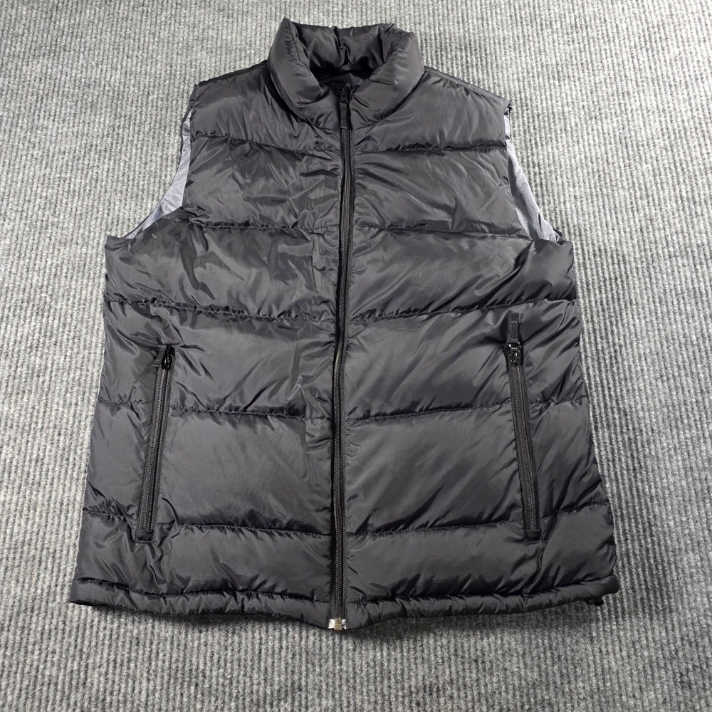 Lands End Mens Puffer Vest Black Quilted Full Zip Sleeveless Jacket Medium 38-40